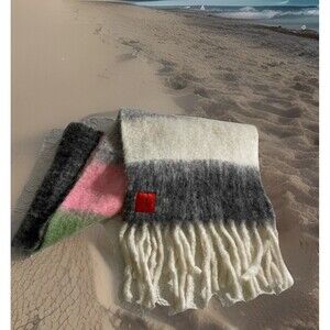 Erfurt Denmark Scarf Fringe Wool Blend Colorful Soft Approx 66" L Style: 521054